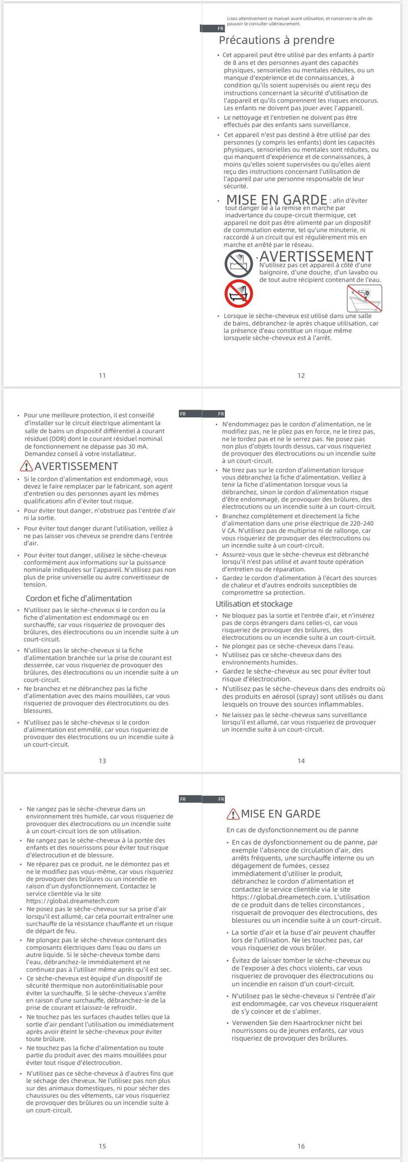 Avertissements et consignes de sécurité