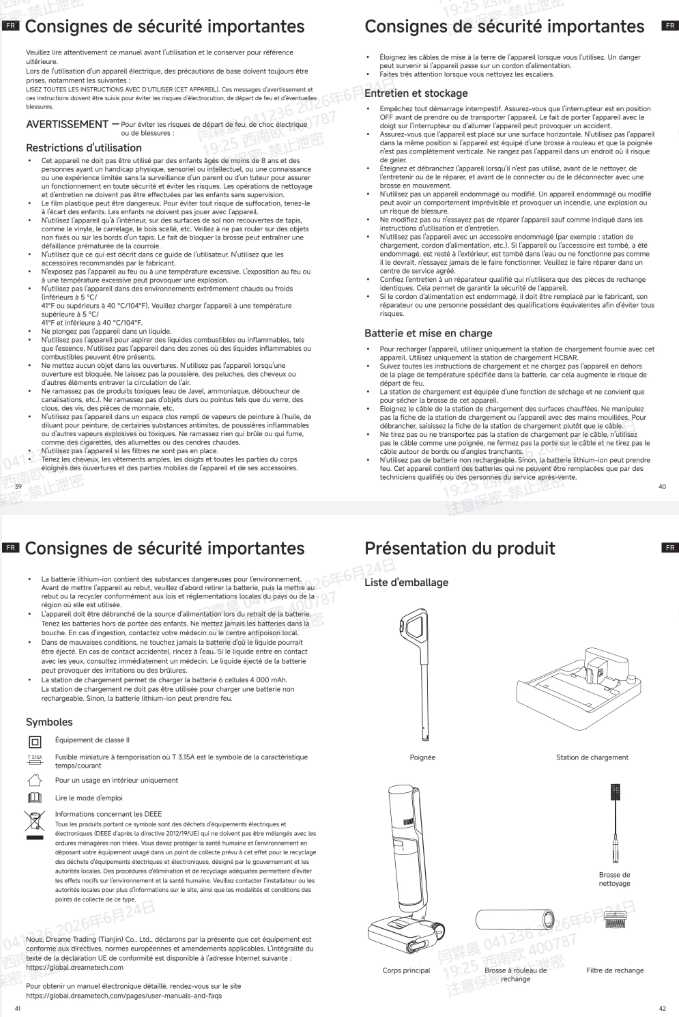 Avertissements et consignes de sécurité