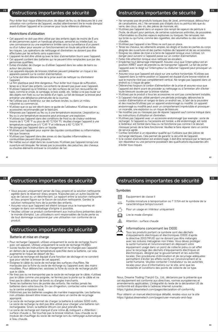 Avertissements et consignes de sécurité