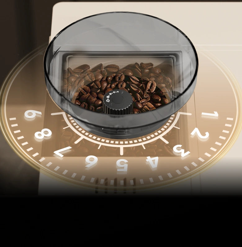 Réglages de mouture sur <br class="coffeemas_c-pc-hide">9 niveaux avec <br class="coffeemas_c-small-hide">dosage précis*