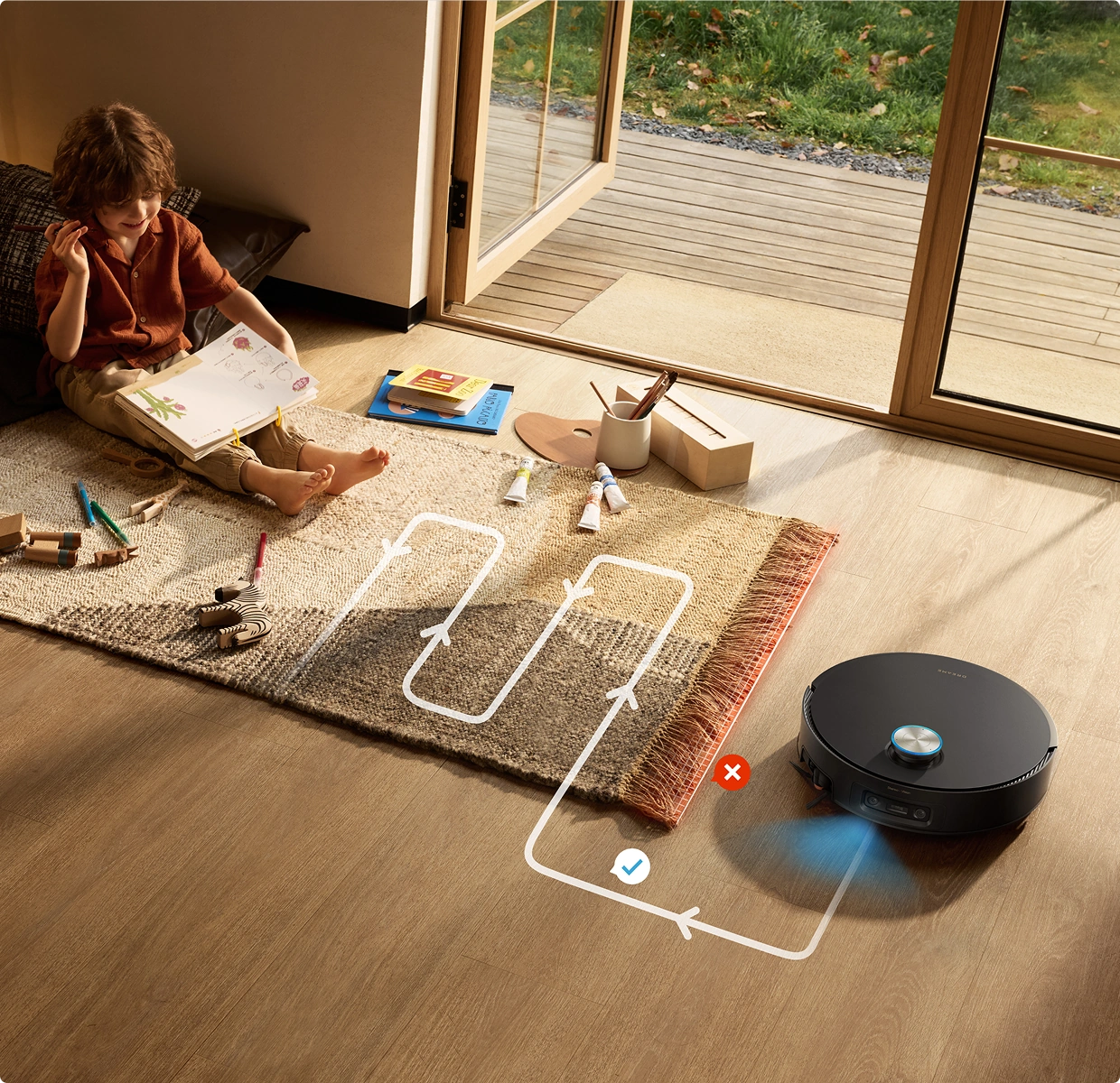 Des trajectoires intelligentes autour des franges de tapis
